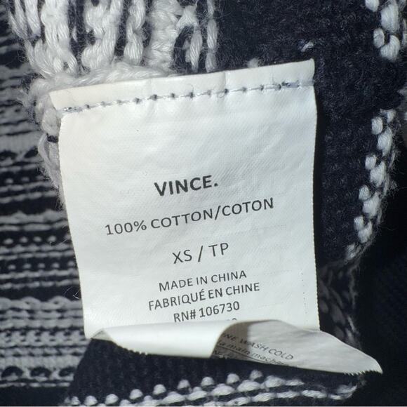 VINCE Women's Textured Knit V-Neck Relaxed Fit Sweater Black and White Size XS - Picture 6 of 8